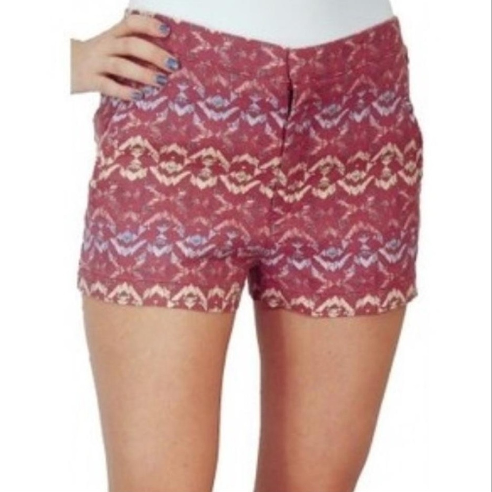Free People Linen Blend Tribal Print Shorts in Wild Plum Color